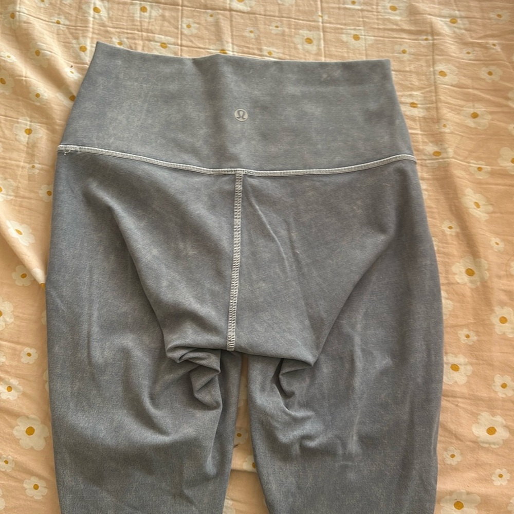 Greyish blue Lululemon leggings.